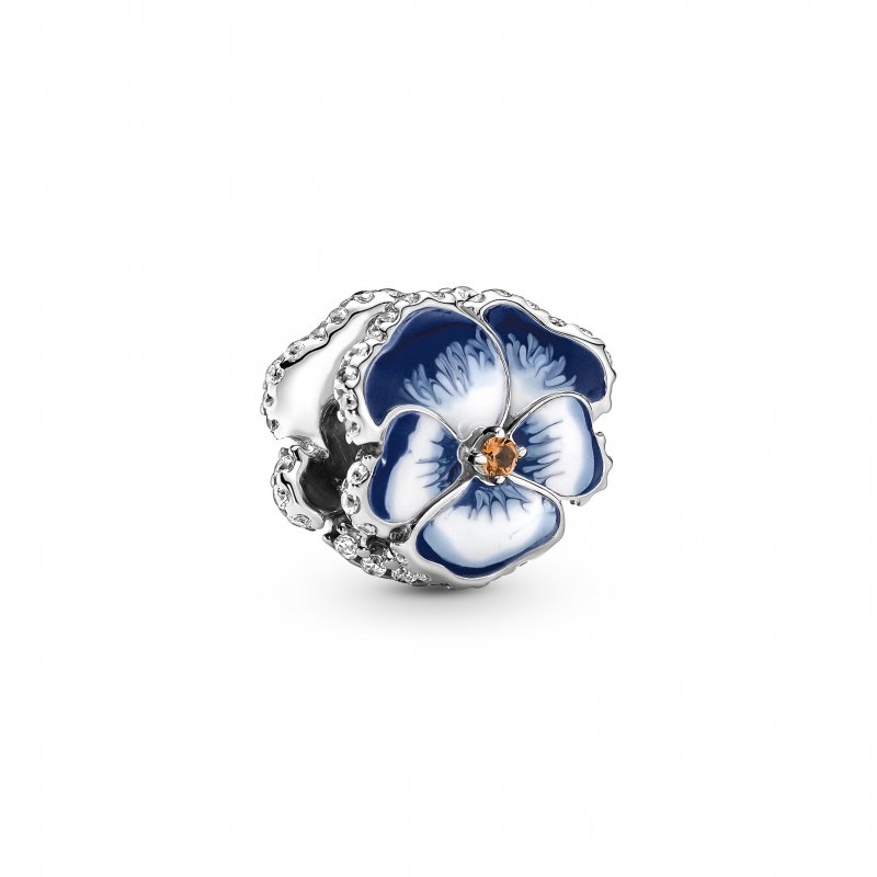 Blue Pansy Flower Charm