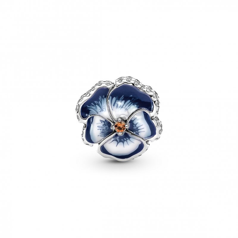 Blue Pansy Flower Charm