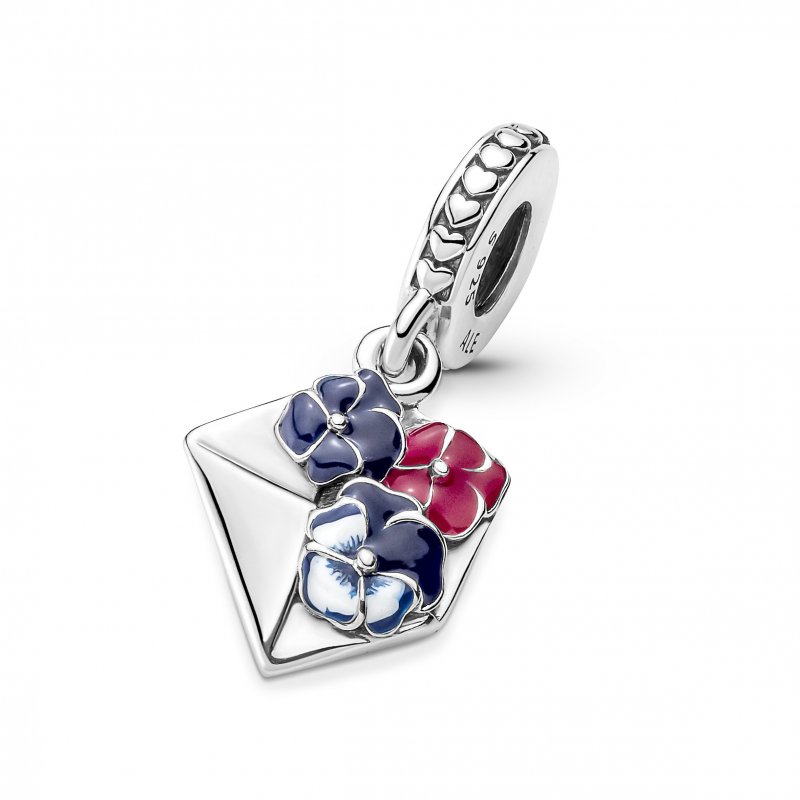 Pansy Flower Envelope Dangle Charm