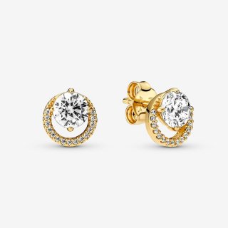 Sparkling Round Halo Stud Orecchini