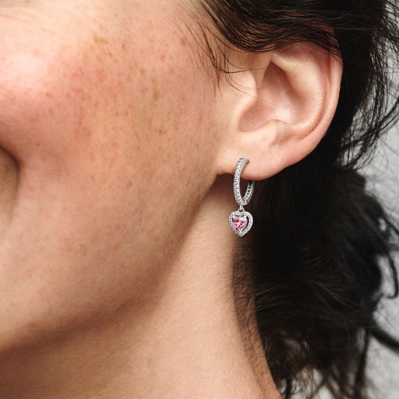 Sparkling Halo Heart Hoop Orecchini