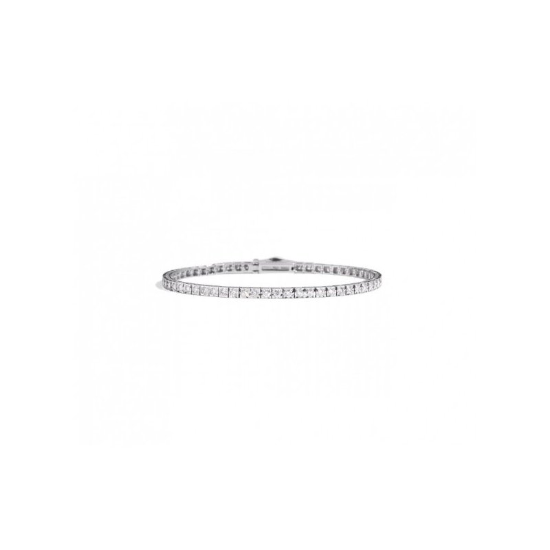 Bracciale Tennis Face Cube In Oro Bianco Con Diamanti Taglio Brillante