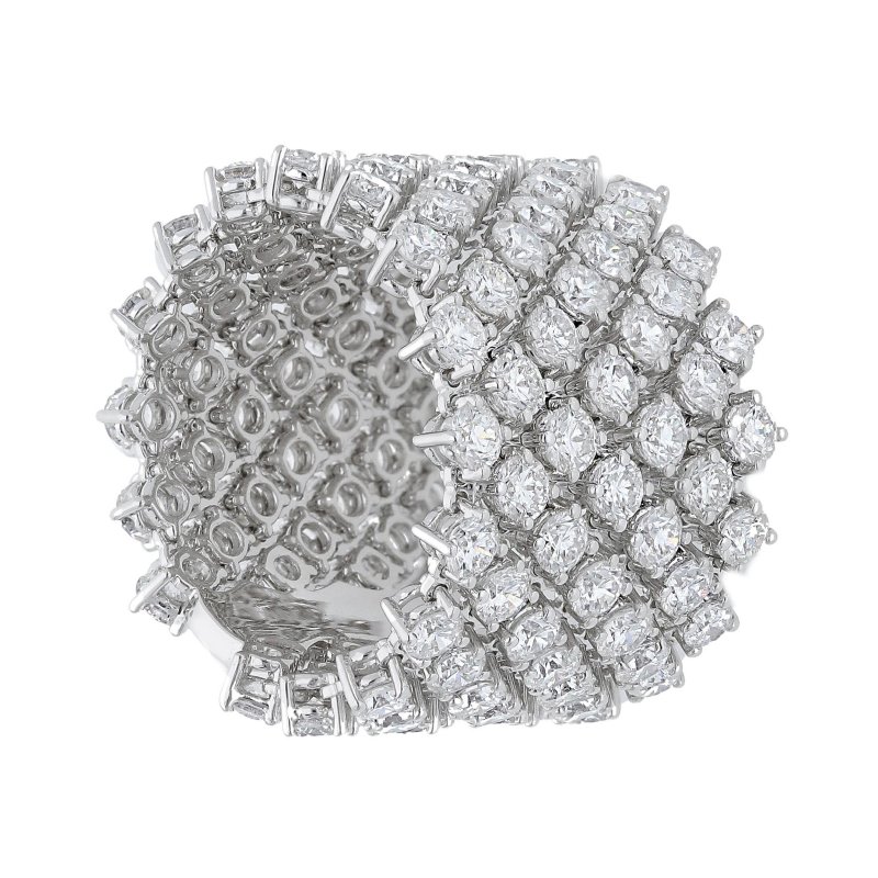 Songa Antonio - Anello Fascia Uniforme - Oro Bianco - Diamanti