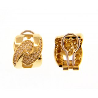 Songa Antonio - Orecchini Perno Clips - Oro Giallo - Zirconia Cubica