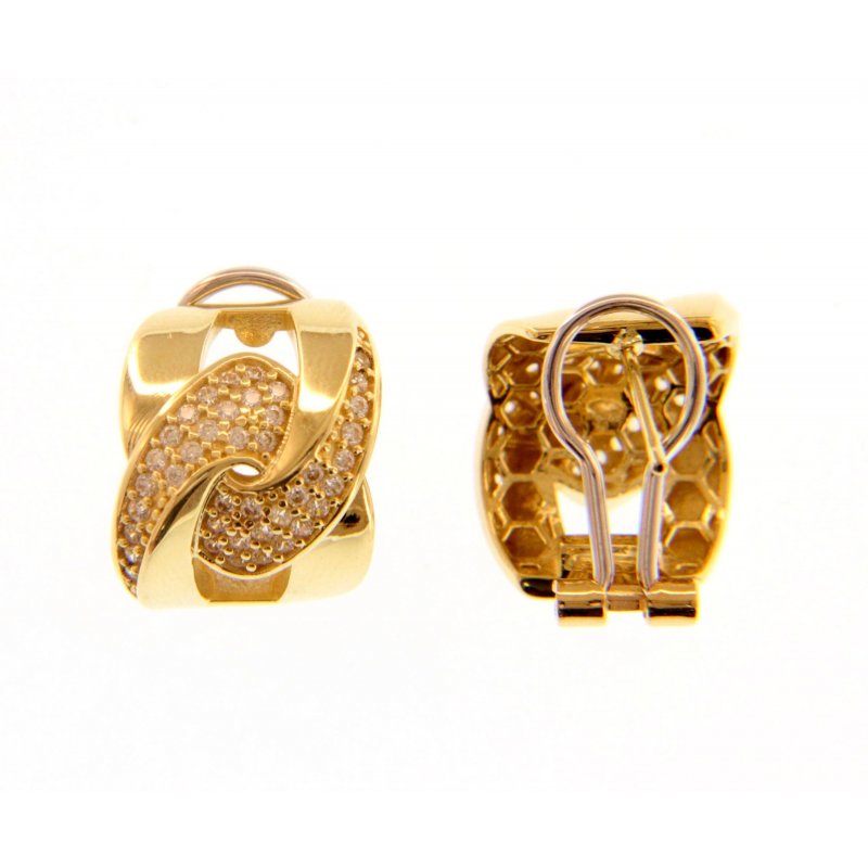 Songa Antonio - Orecchini Perno Clips - Oro Giallo - Zirconia Cubica