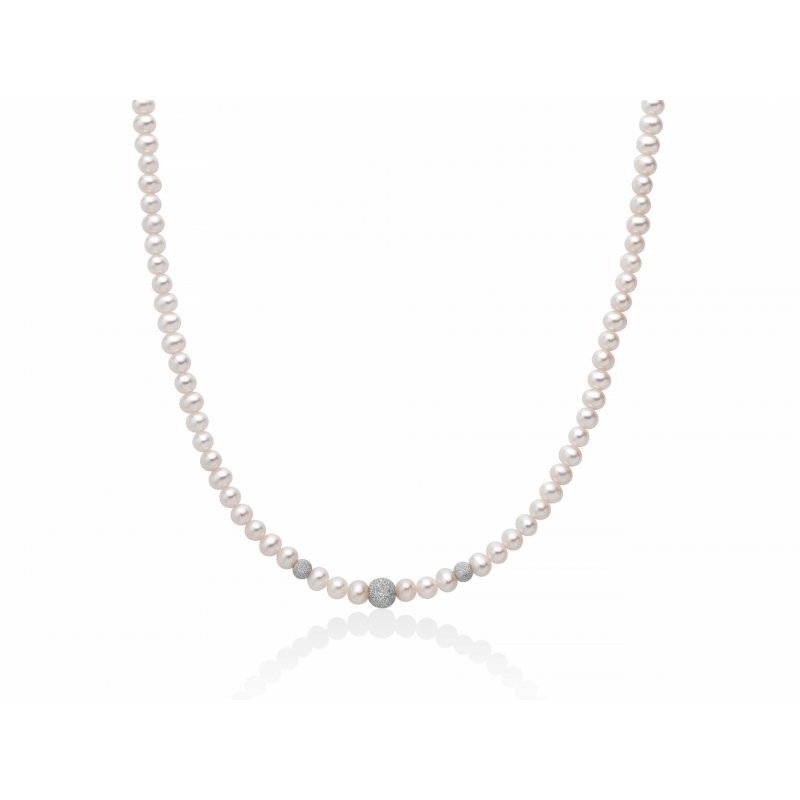 Miluna - Collana Pcl1839V - Oro Bianco - Perle