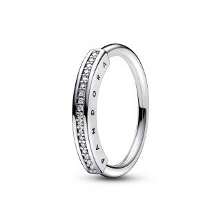 Anello Fascia Pavé e Logo