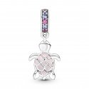 Charm Pendente Tartaruga Marina Rosa Vetro di rano