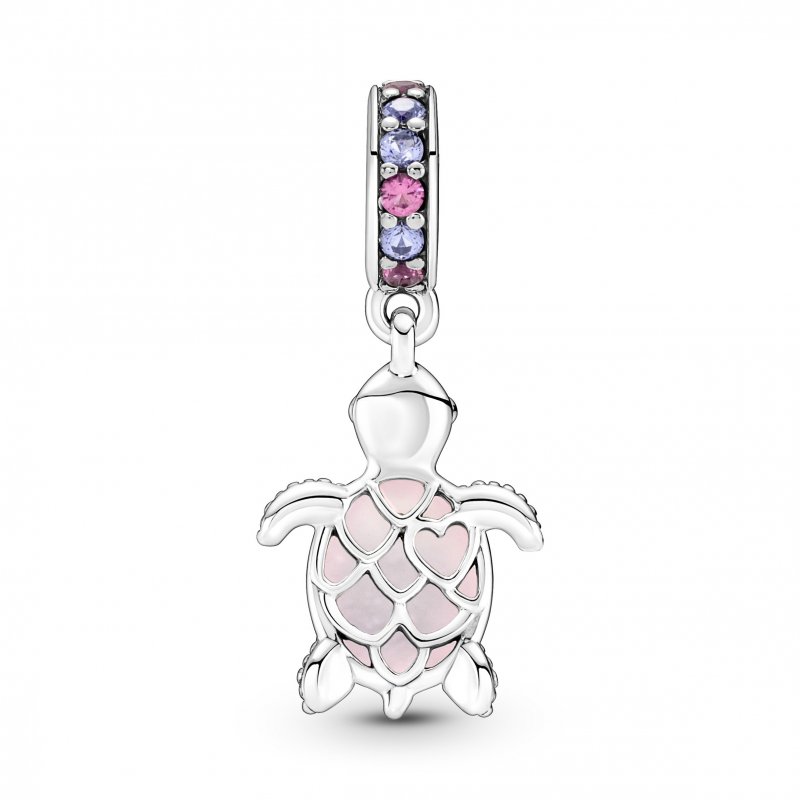 Charm Pendente Tartaruga Marina Rosa Vetro di rano