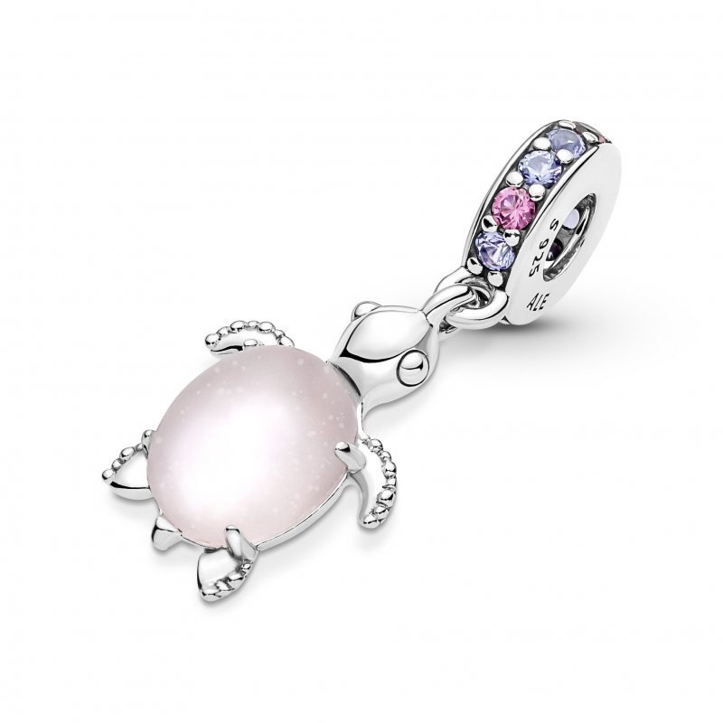 Charm Pendente Tartaruga Marina Rosa Vetro di rano