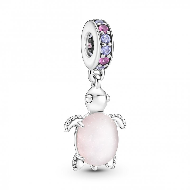 Charm Pendente Tartaruga Marina Rosa Vetro di rano