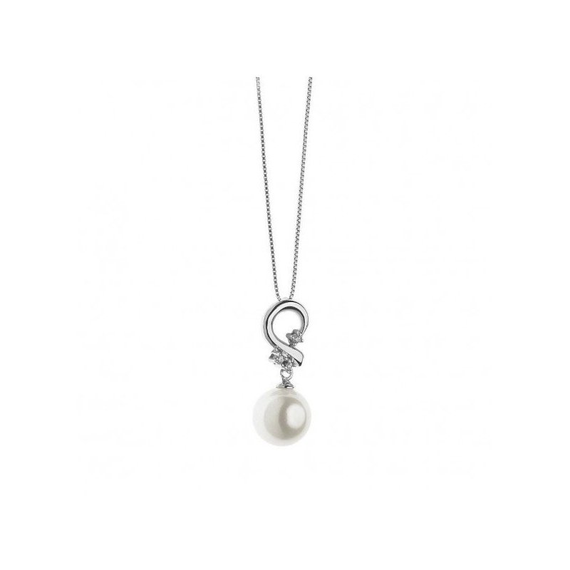 Collana Comete Gioielli donna glp 486 oro 18kt con diamanti e perla coltivata