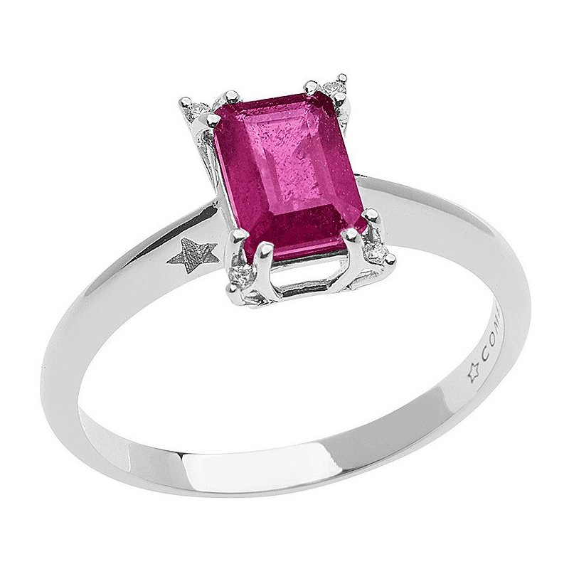 Anello Fidanzamento Solitario Comete Stelle Gemelle