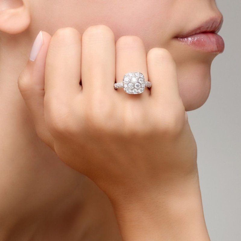 Pomellato - Anello Nudo Maxi - Oro Bianco - Diamanti