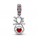 Charm Pendente Renna Naso Rosso Vetro di Murano