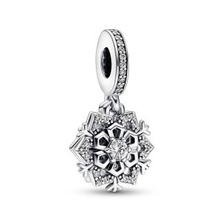 Charm Pendente Doppio Fiocco di Neve Scintillante
