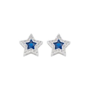 Orecchini Stella Zirconi Bianchi E Blu