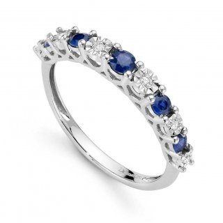 Anello veretta con zaffiri e diamanti
