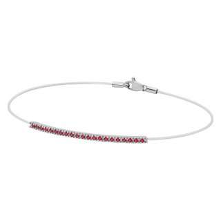 Bracciale barretta tennis in oro bianco, rubini e nylon – Collezione Volée