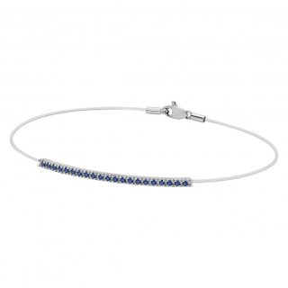 Bracciale barretta tennis in oro bianco, zaffiri e nylon – Collezione Volée