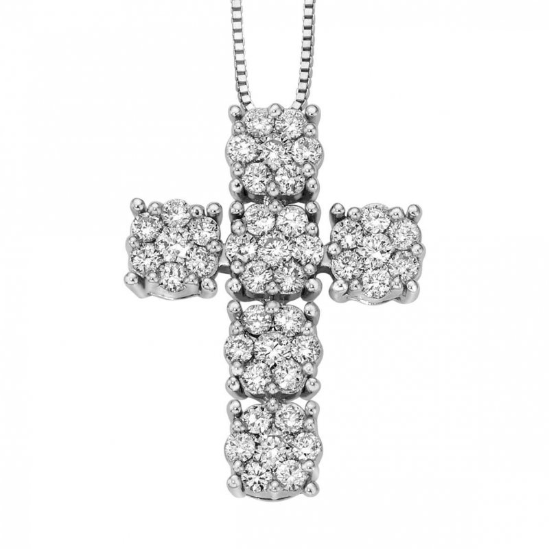 Donna Oro - Pendente Fiocchi - Oro Bianco - Diamanti