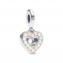 Pendente Doppio Cuore con Perle Coltivate d'Acqua Dolce