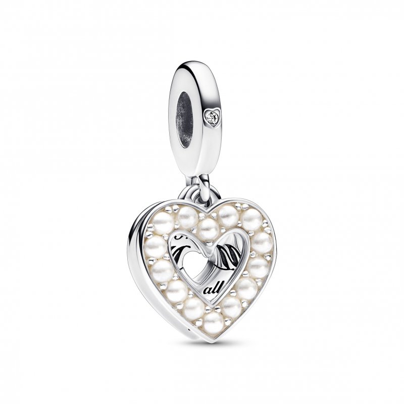 Pendente Doppio Cuore con Perle Coltivate d'Acqua Dolce