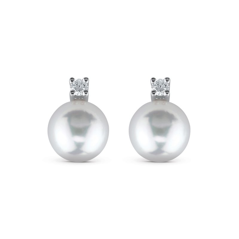 Orecchini in oro bianco con perle e diamanti