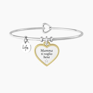 Bracciale rigido mamma con ciondolo cuore