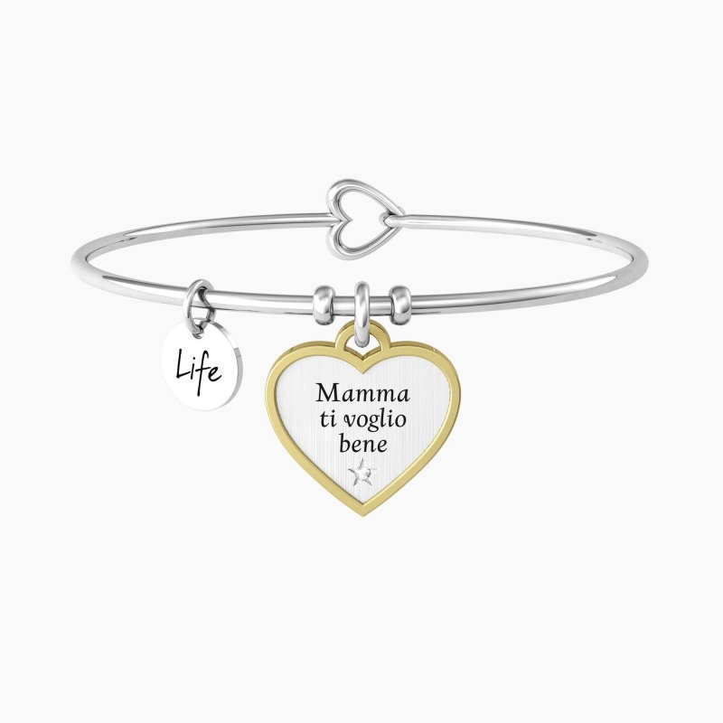 Bracciale rigido mamma con ciondolo cuore