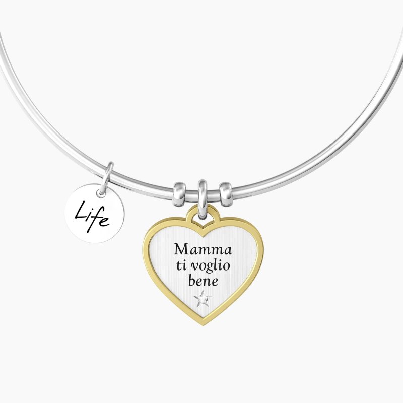 Bracciale rigido mamma con ciondolo cuore