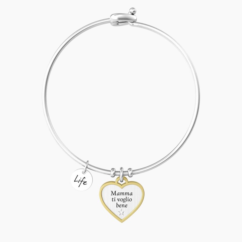 Bracciale rigido mamma con ciondolo cuore