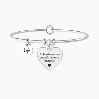Bracciale rigido donna con cuore inciso