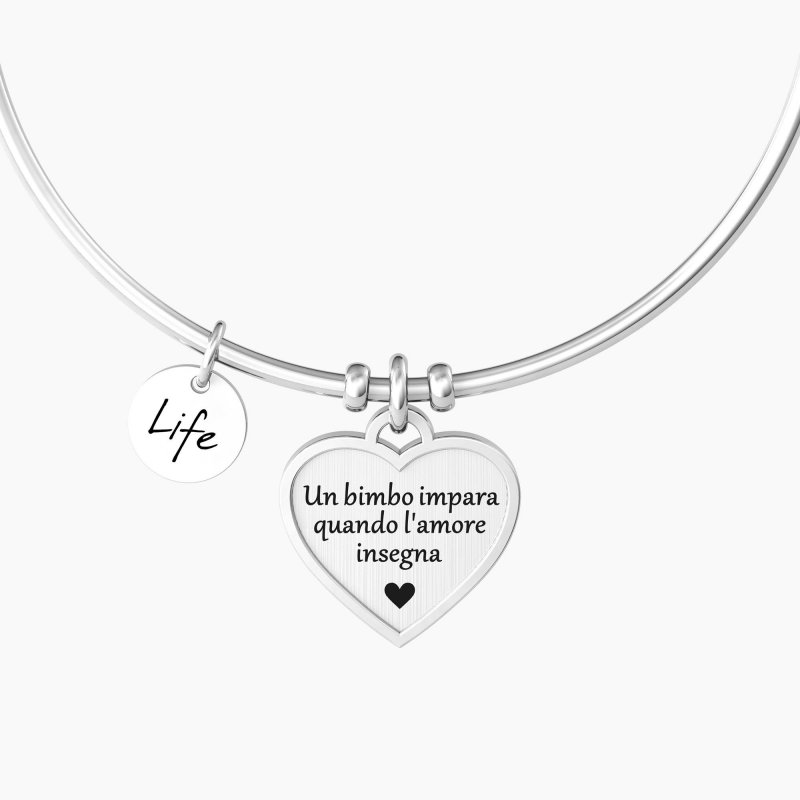 Bracciale rigido donna con cuore inciso