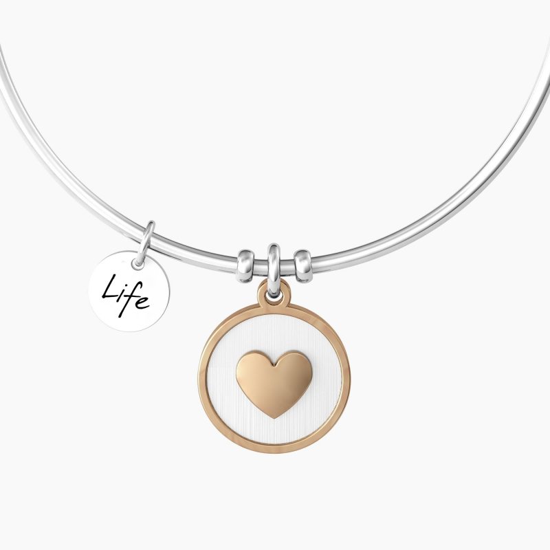 Kidult - Bracciale Rigido Mamma - Ciondolo Cuore - Frase