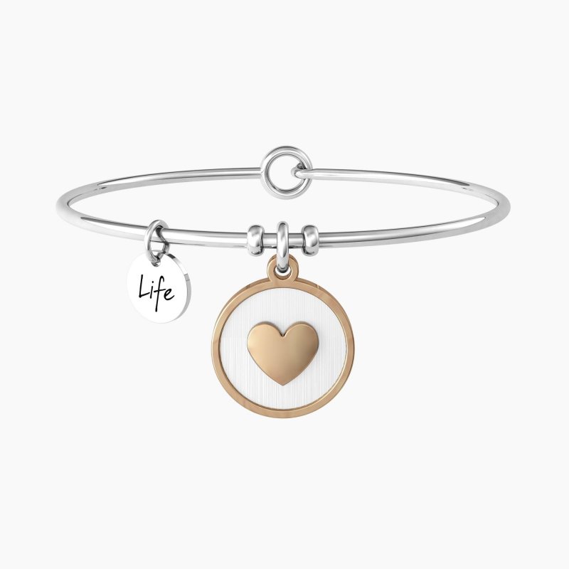 Kidult - Bracciale Rigido Mamma - Ciondolo Cuore - Frase