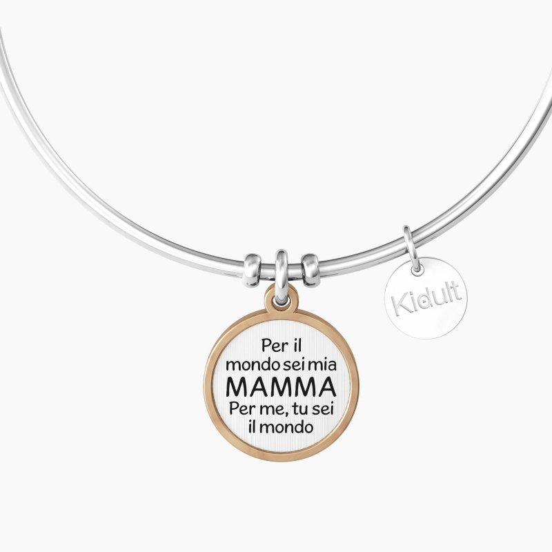 Kidult - Bracciale Rigido Mamma - Ciondolo Cuore - Frase