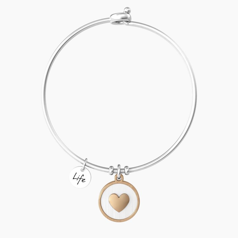 Kidult - Bracciale Rigido Mamma - Ciondolo Cuore - Frase