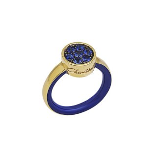 Chantecler - Anello Paillettes Oro Kt 18 - Zaffiri - Smalto Blu