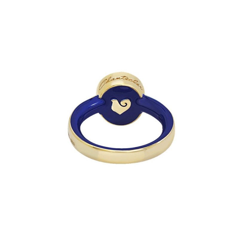 Chantecler - Anello Paillettes Oro Kt 18 - Zaffiri - Smalto Blu