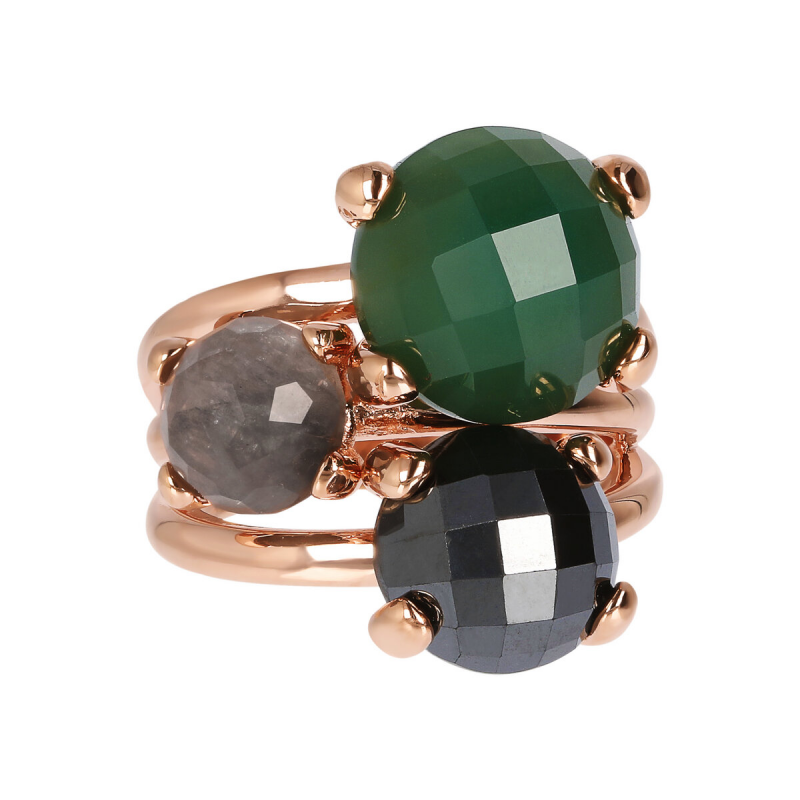Anello Trilogy Multifilo Con Pietre Naturali