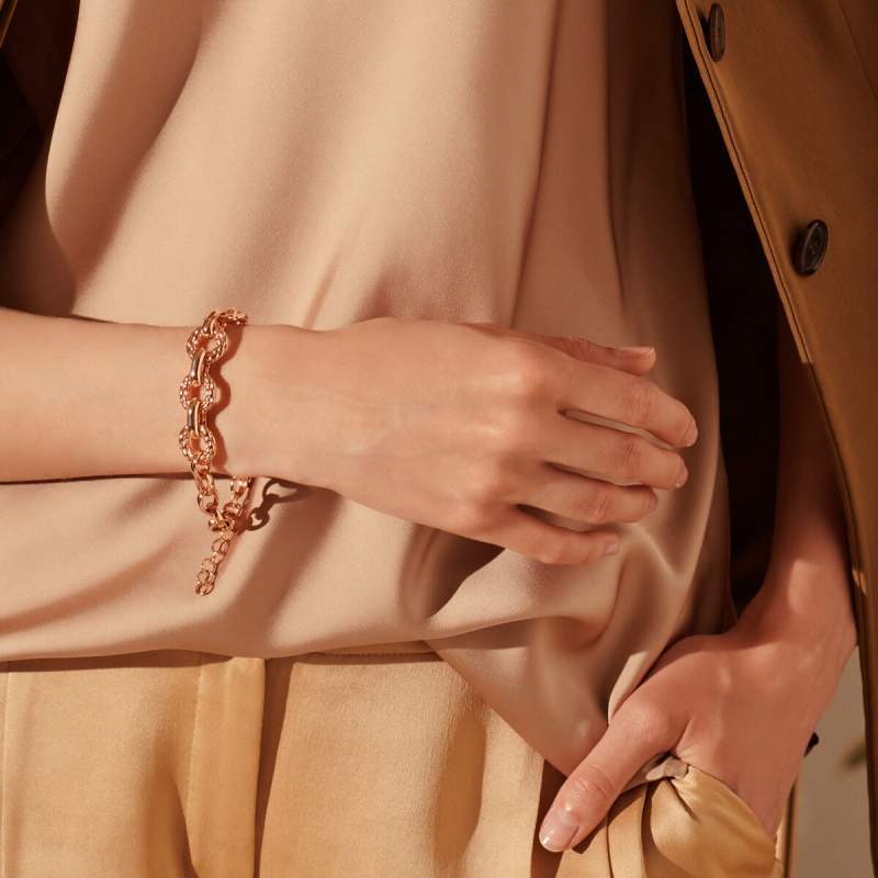 Bronzallure - Bracciale Catena Rolo - Rondelle Rigate