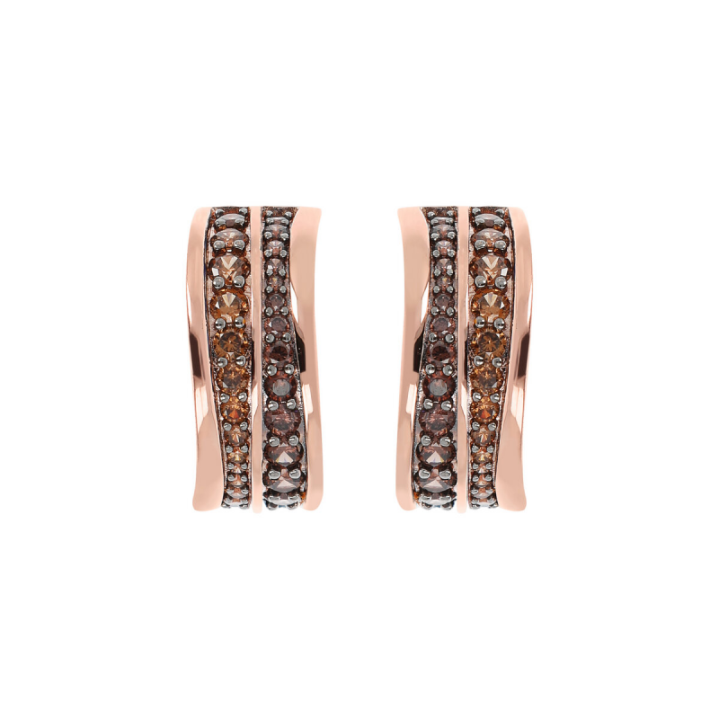 Bronzallure - Orecchini Doppia Onda - Cubic Zirconia