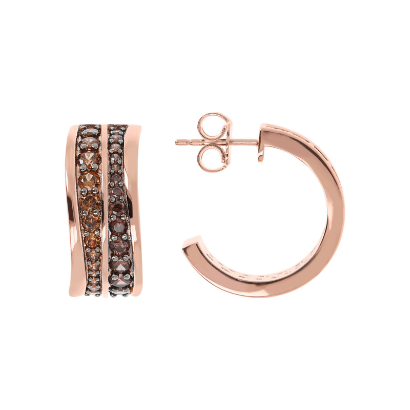 Bronzallure - Orecchini Doppia Onda - Cubic Zirconia