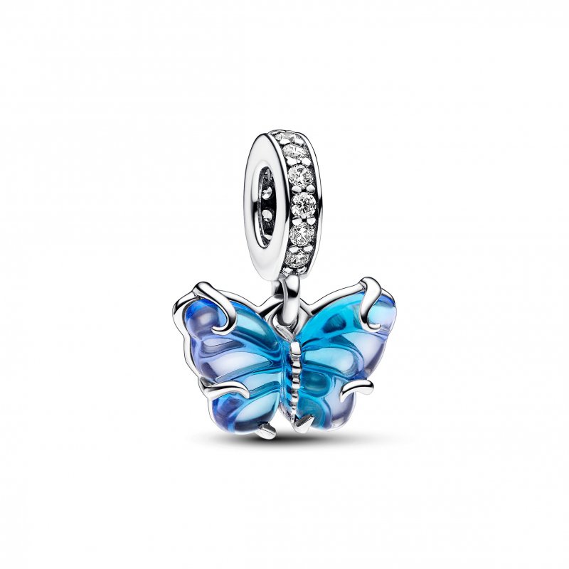 Ciondolo Farfalla Vetro di Murano Blu