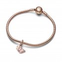 Charm pendente doppio Farfalla Rosa e Messaggio