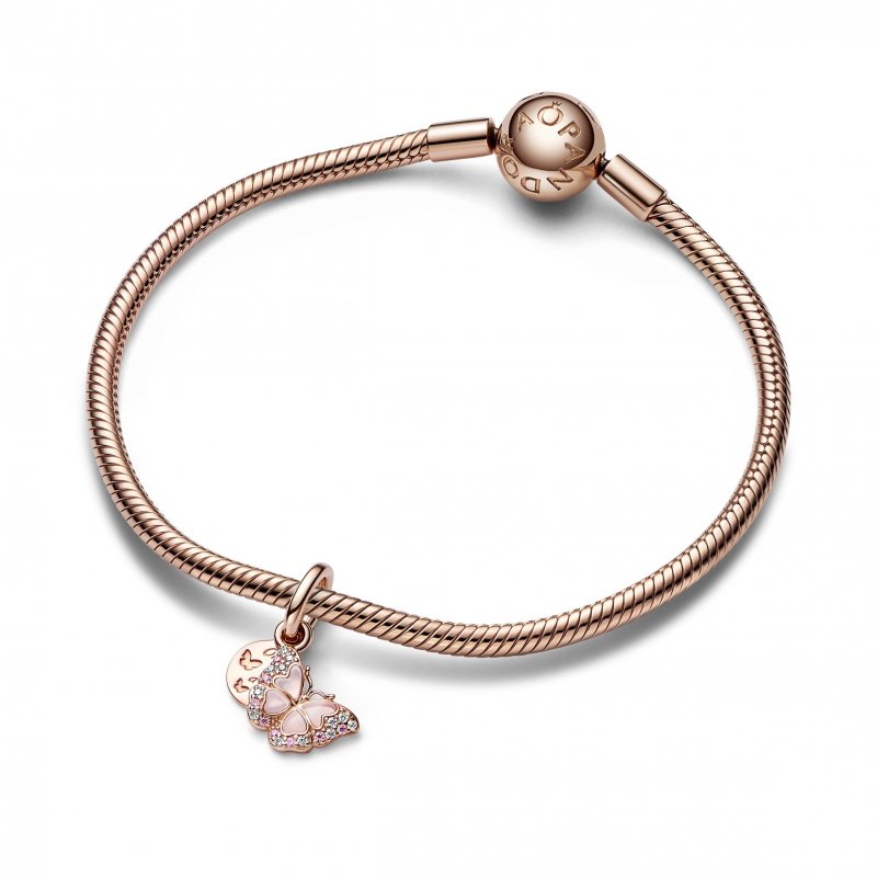 Charm pendente doppio Farfalla Rosa e Messaggio