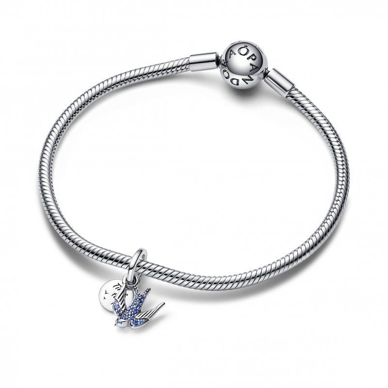 Charm pendente doppio Rondine Scintillante e Messaggio