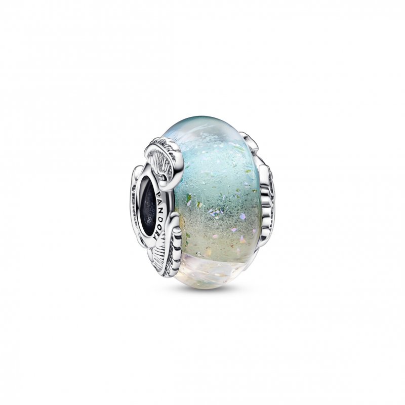Ciondolo in vetro di Murano multicolore Piuma Curva