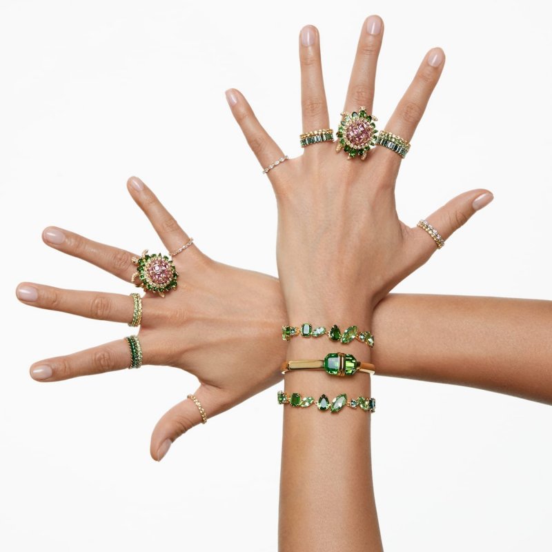 Swarovski - Anello Matrix - Verde - Placcato Color Oro
